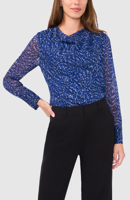 Halogenr Halogen(r) Cowl Neck Chiffon Top In Twilight Blue Print