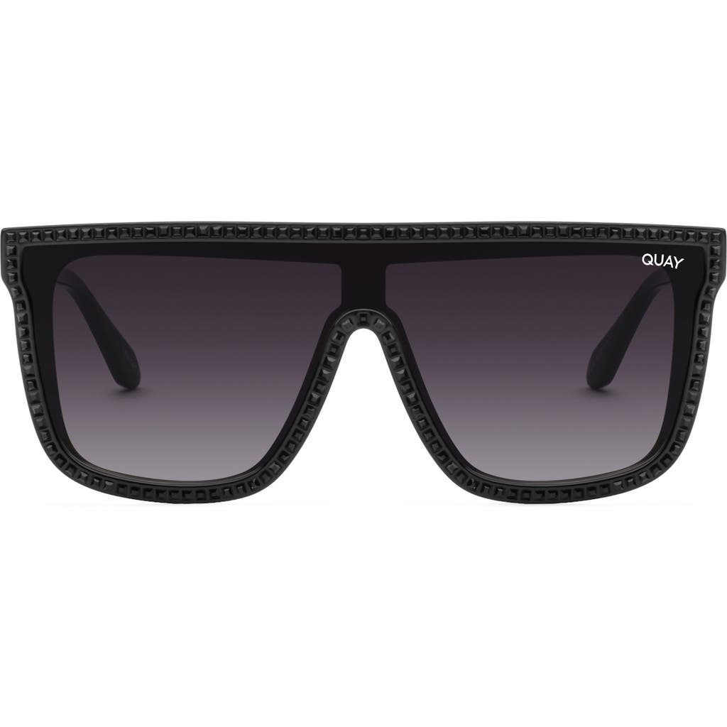 Shop Quay Australia Nightfall Bling 49mm Gradient Shield Sunglasses In Black/smoke