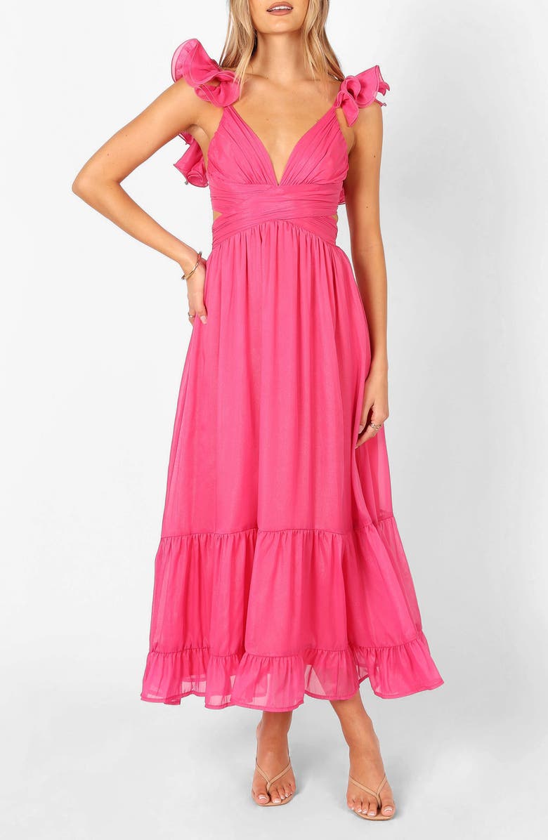 Petal & Pup Bonito Ruffle Maxi Dress, Main, color, Berry