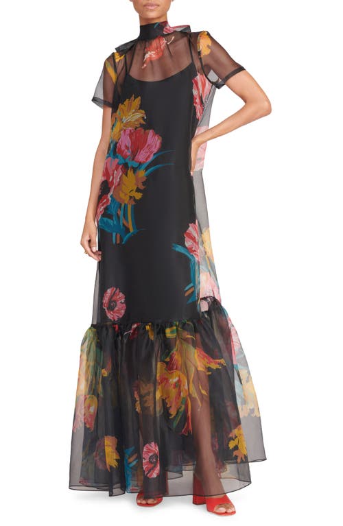 STAUD Calluna Floral Ruffle Hem Organza Gown in First Bloom Night at Nordstrom, Size X-Small