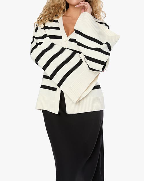 Shop Weworewhat Cinched Waist Cardigan In Ivory/black