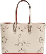 Christian Louboutin Cabata Empire Spike Studded Leather Tote Bag in Leche