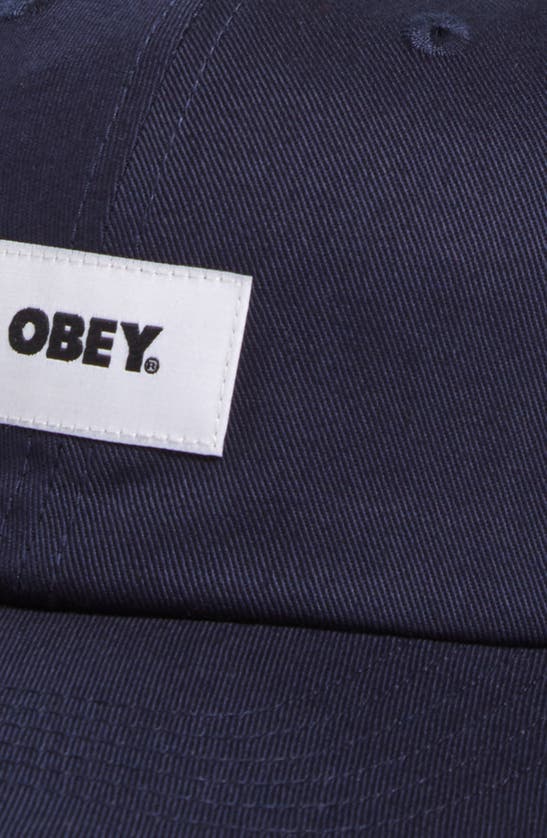 Shop Obey Bold Label Organic Cotton Baseball Cap In Academy Navy