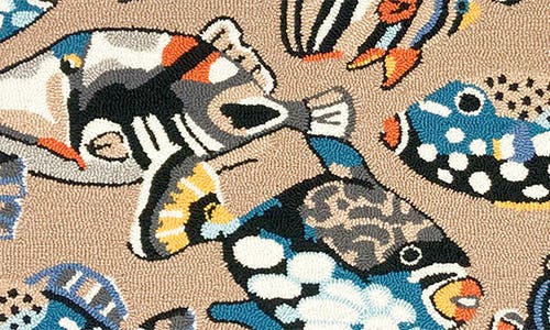 R16 Home Colorful Fish Doormat In Taupe Multi