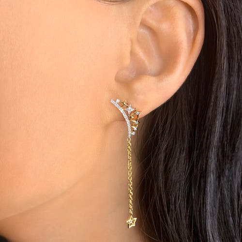 Shop Luvmyjewelry Starry Cascade Tiara Sterling Silver Diamond Drop Earring In 14kt Gold Vermeil On Sterling