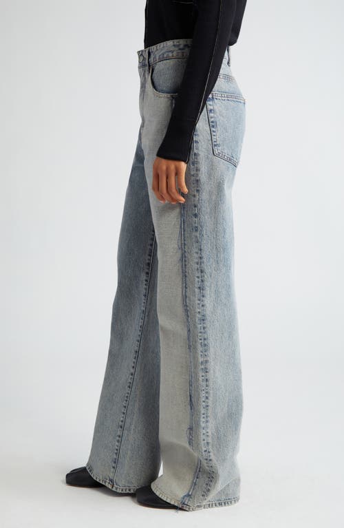 Shop Mm6 Maison Margiela Reconstructed Wide Leg Jeans In Light Blue