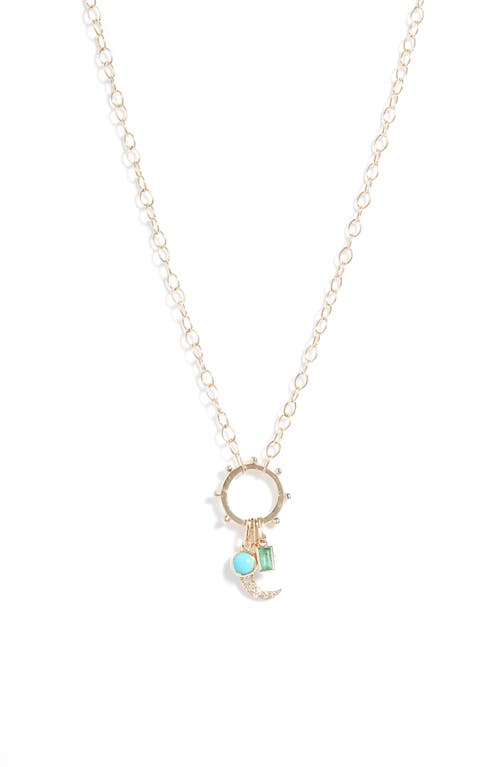 Anzie Dewdrop Marine Story Catcher Diamond Charm Necklace In Gold