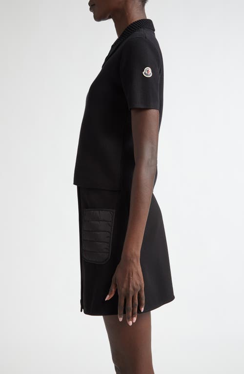 Moncler Merino Wool Polo In Black