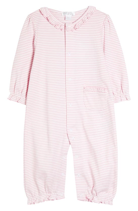 Kissy Kissy Babies' Simple Stripe Pima Cotton Footie In Pink