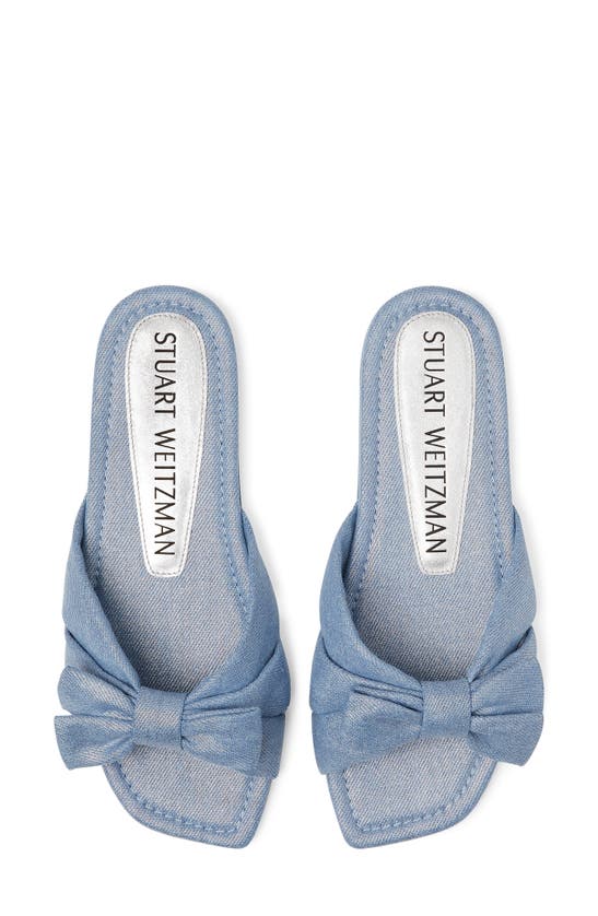 Shop Stuart Weitzman Sofia Bow Slide Sandal In Blue Silver