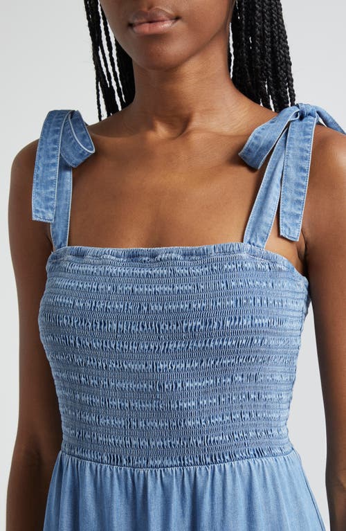 Shop Veronica Beard Tola Tiered Cotton Blend Chambray Midi Sundress In Iceberg