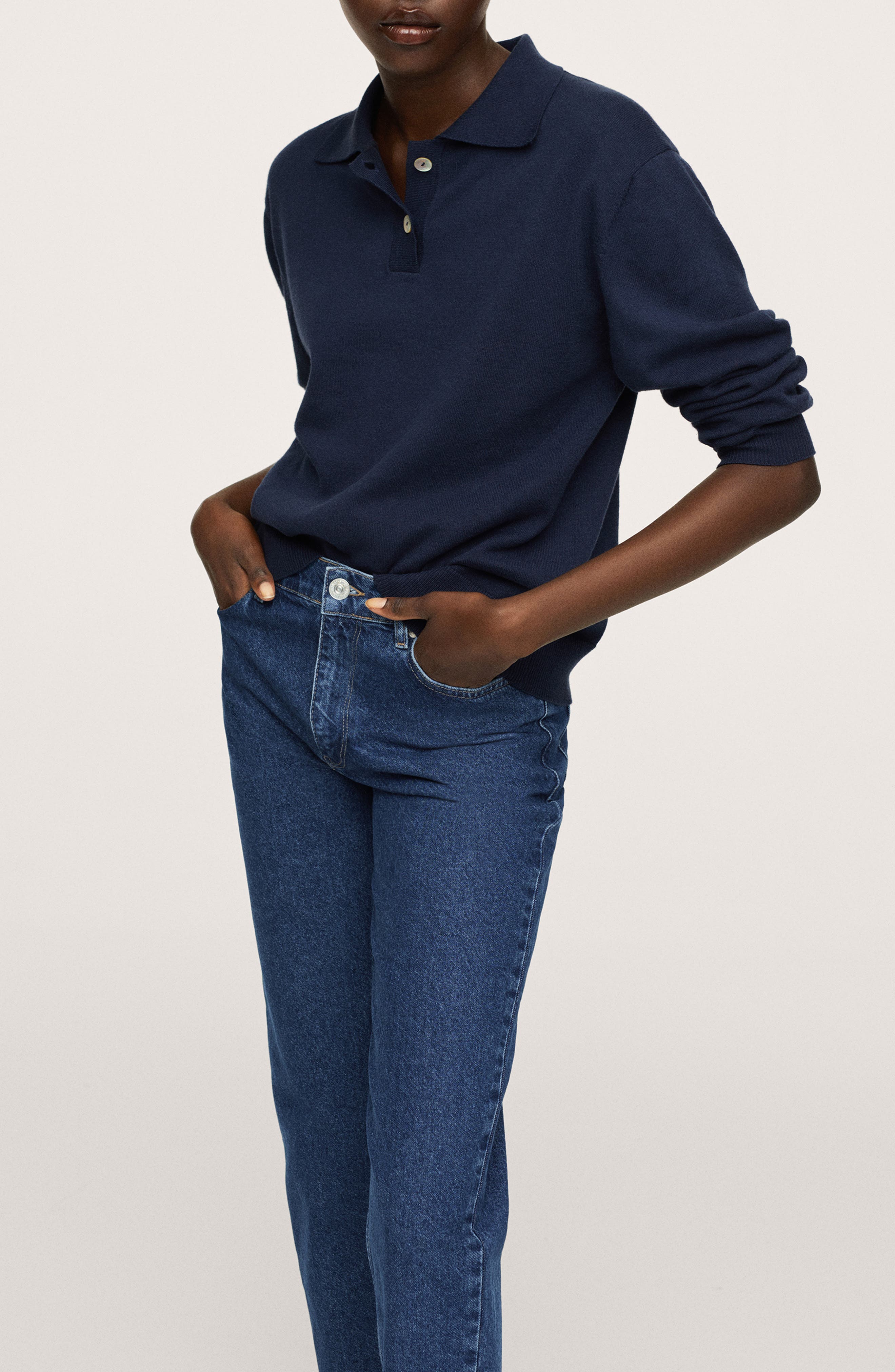 MANGO High Waist Straight Leg Mom Jeans 