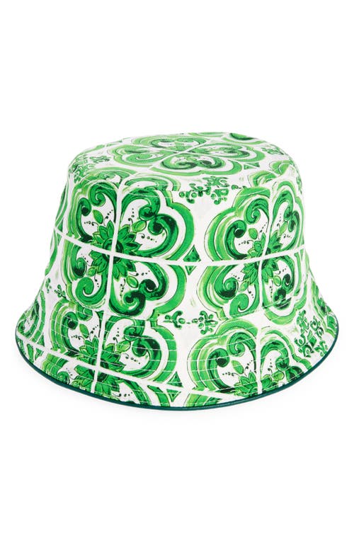 Dolce & Gabbana Dolce&gabbana Majolica Print Bucket Hat In Maiolica Verde