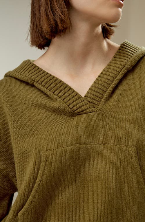 Lilysilk Cropped Wool-cashmere Blend Hoodie For Women In Avocado Green