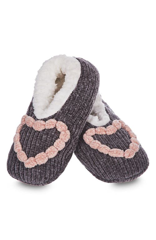 Cozy Heart Chenille Slipper Socks in Gray