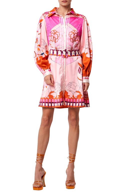 Billy Floral Print Long Sleeve Dress in Pink
