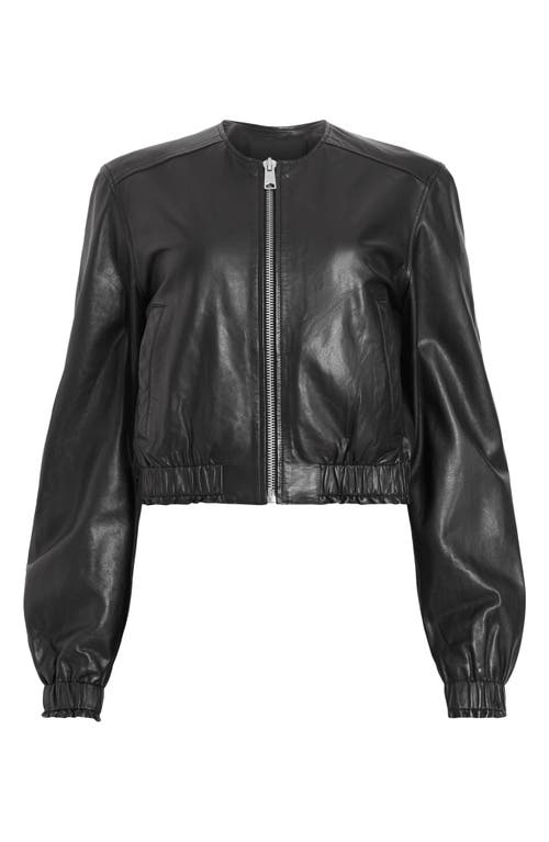 Shop Allsaints Everly Leather Bomber Jacket In Black