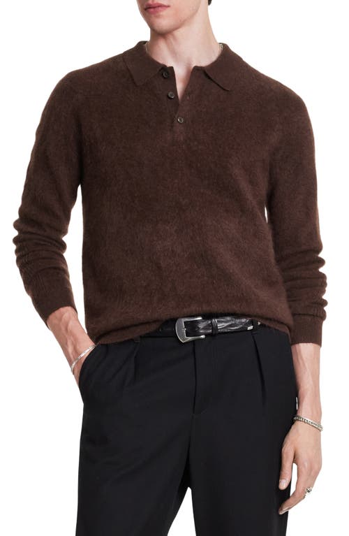 Shop John Varvatos Verona Long Sleeve Cashmere Polo Sweater In Dark Brown