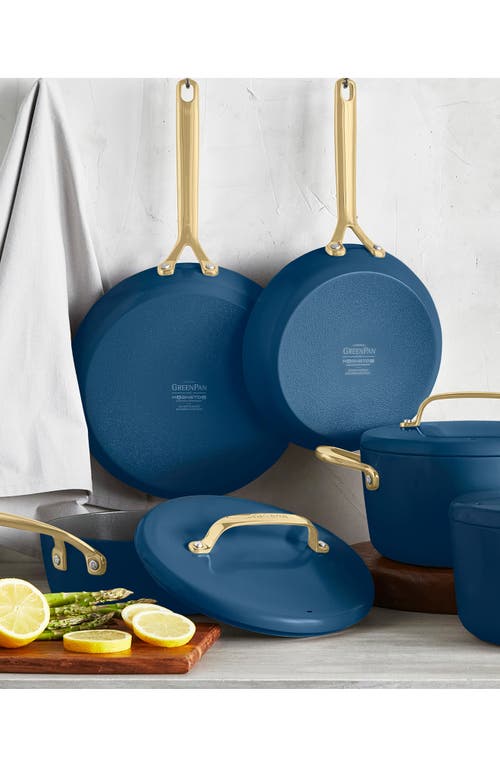 Greenpan Gp5 Infinite8 11-piece Anodized Aluminum Ceramic Nonstick Cookware Set With Champagne Handl In Marine