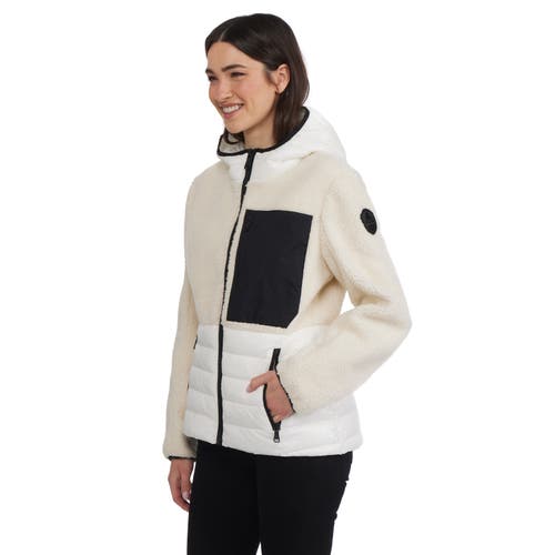 Pajar Fawn Ladies Lightweight Mixed Media Jacket With Fixed Hood In White Op