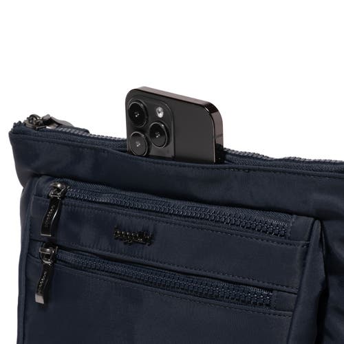 Shop Baggallini Pocket Belt Bag Convertible Crossbody Waist Pack In French Navy Twill