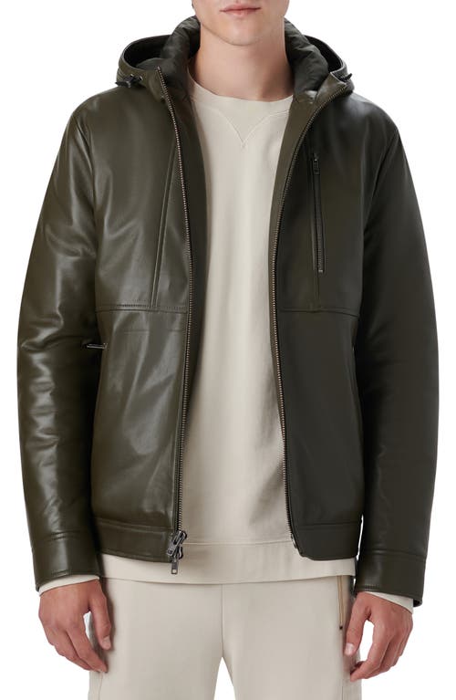 Bugatchi Hooded Bomber Jacket Olive at Nordstrom,