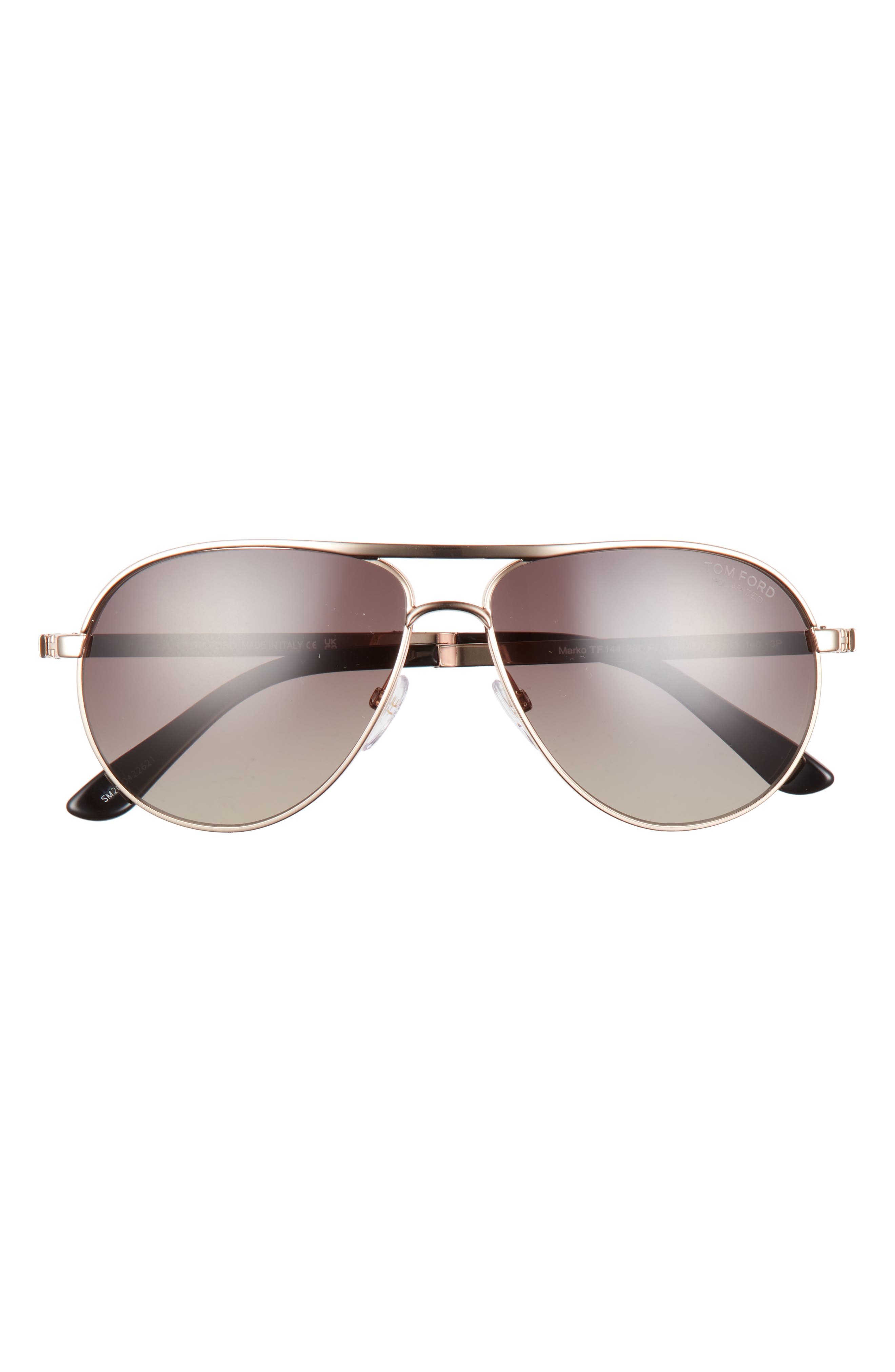 Tom Ford Marko 58mm Polarized Aviator Sunglasses in Rose Gold /Smoke Polarized
