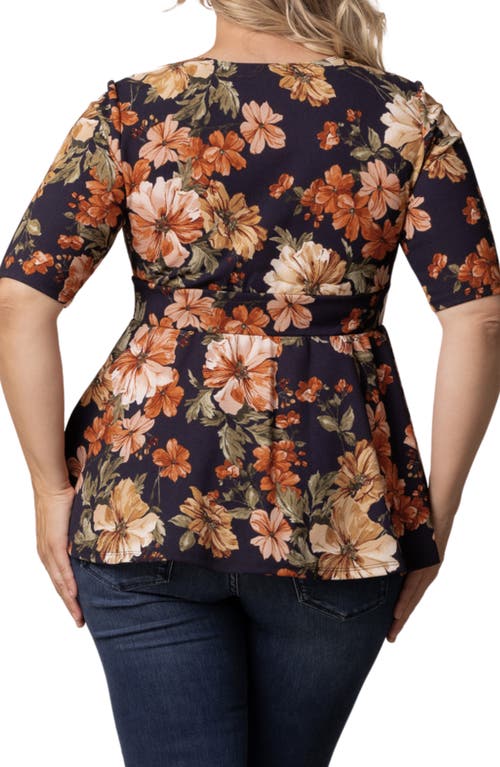 Shop Kiyonna Posh Peplum Top In Autumn Garden