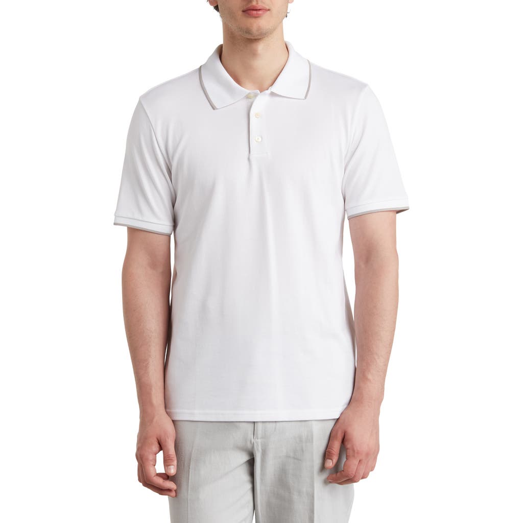 Shop Theory Precise Stretch Pima Cotton Polo In Ivory/opal