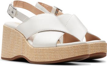 Clarks white wedge sandals hotsell