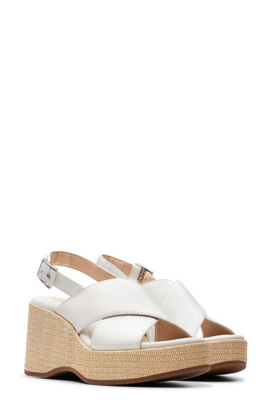 Shop Clarks (r) Manon Wish Wedge Slingback Sandal In Off White Lea