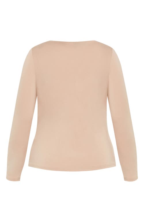 Shop City Chic Izzy U-bar Jersey Top In Beige