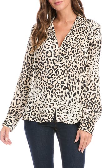 Karen Kane Leopard Print Button-Up Blouse | Nordstrom