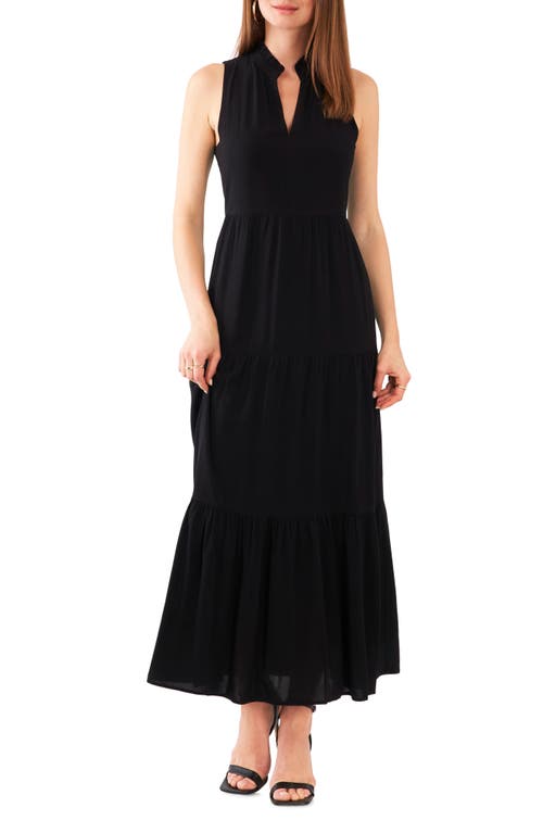 Sleeveless Tiered Maxi Dress in Rich Black