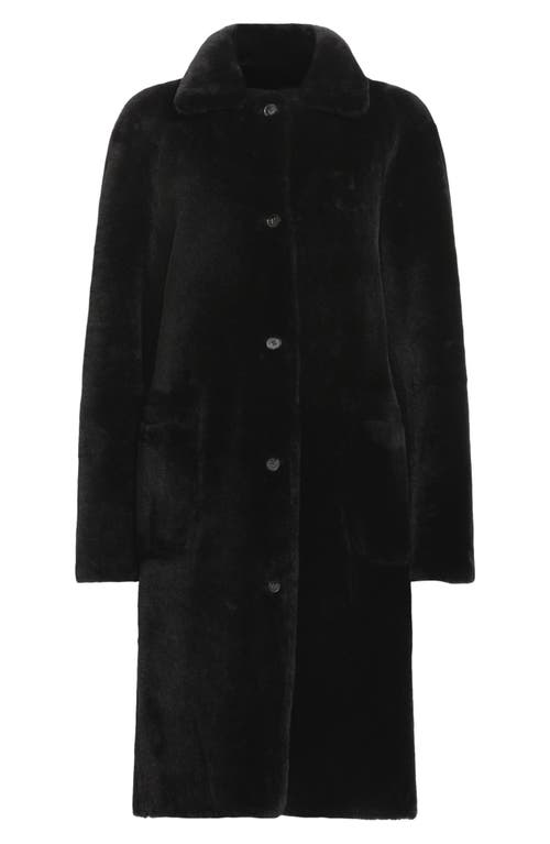 Shop Allsaints Serra Reversible Genuine Shearling Coat In Black