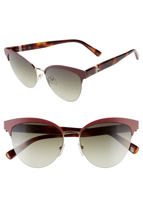 Longchamp Heritage Stripes 55mm Cat Eye Sunglasses In Wine