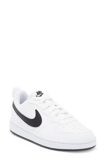 Nike Kids' Court Borough Low Top Sneaker In White/black/white