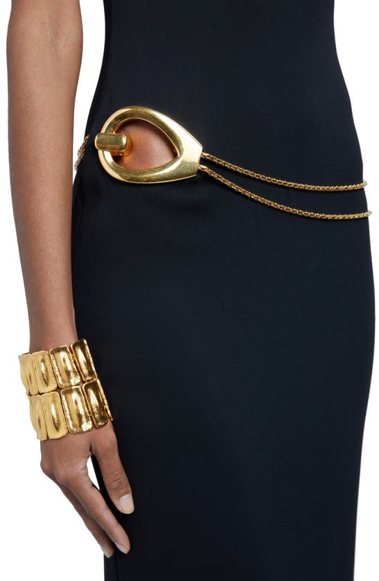 Shop Tom Ford Stretch Sable Cutout Chain Detail Strapless Evening Dress In Black