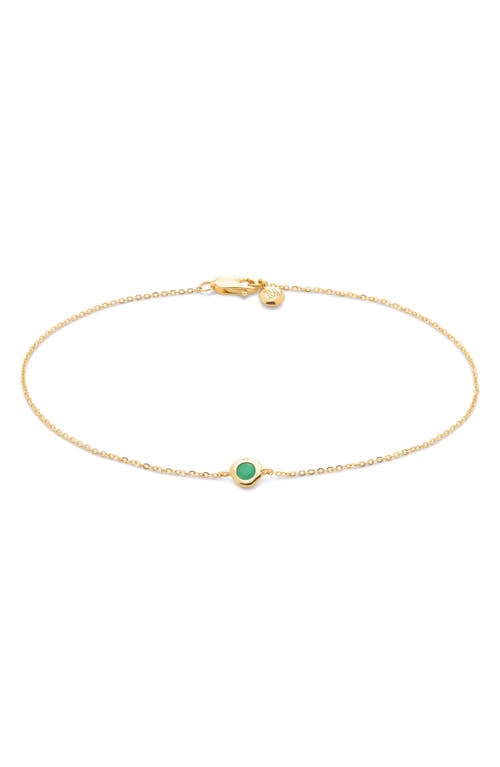 Monica Vinader Siren Emerald Chain Bracelet in 14K Solid Gold /Emerald at Nordstrom, Size Medium