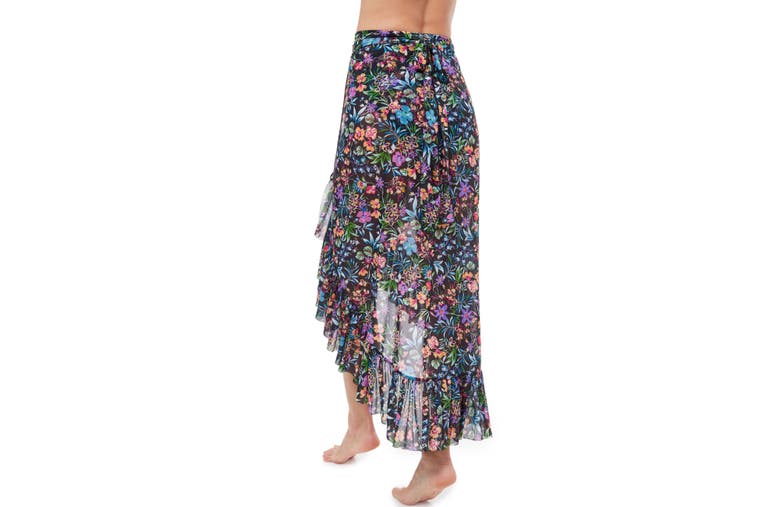 Shop Profile By Gottex Flora Mesh Wrap Long Skirt In Multi