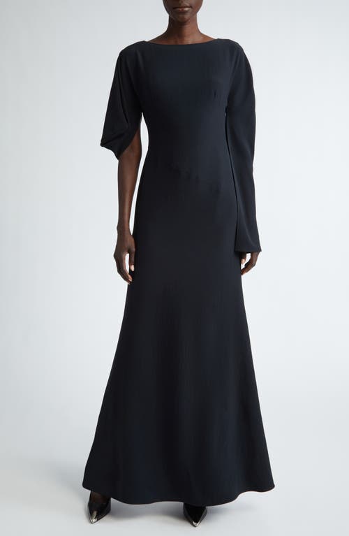 Asymmetric Sleeve Gown in Black