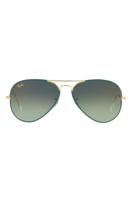 Ray Ban Pilot 62mm Aviator Sunglasses In Gold/ Green Vintage Blue