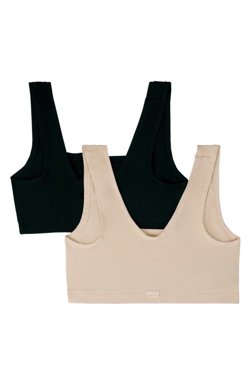 Dkny Table Tops Assorted 2-pack Bralettes In Black/cashmere