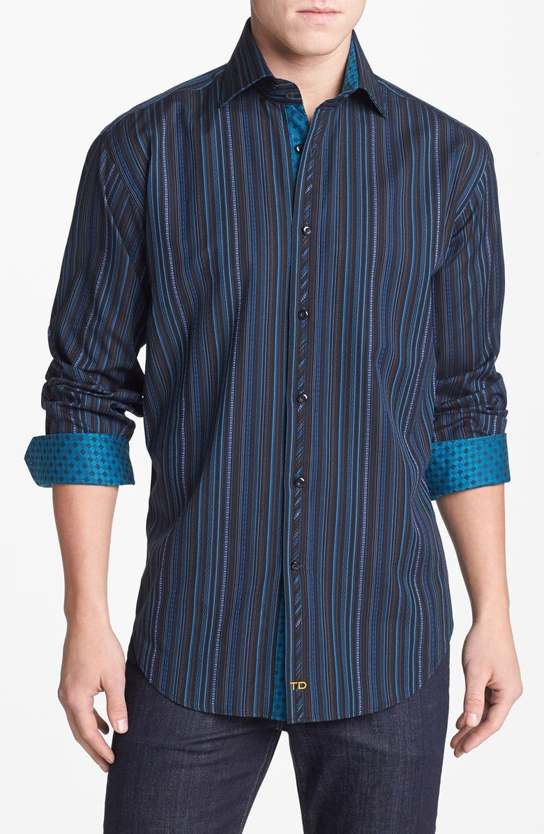 Thomas Dean Multi Stripe Twill Sport Shirt | Nordstrom