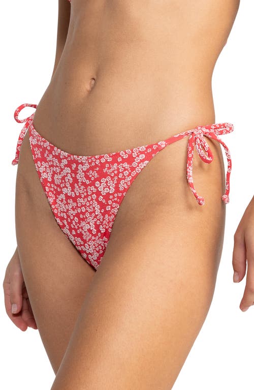 Shop Roxy Margarita Side Tie Bikini Bottoms In Hibiscus Margarita