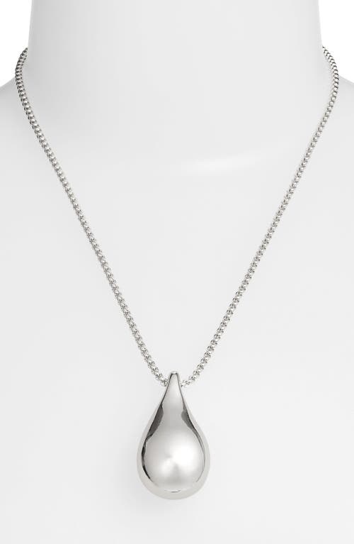 Open Edit Polished Teardrop Pendant Necklace in Rhodium at Nordstrom