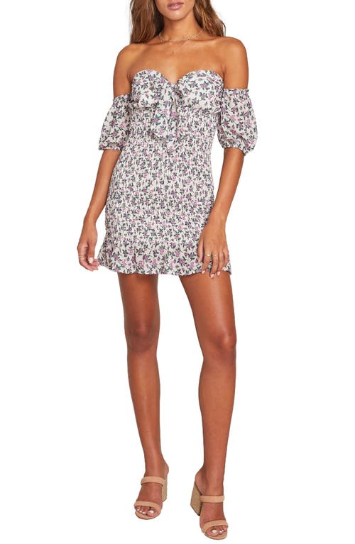 Lost + Wander Garden Party Off the Shoulder Minidress in Ivory Pink Floral