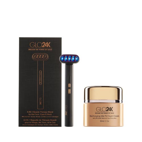 Shop Glo24k Unleash The Power Of Gold 6-in-1 Beauty Therapy Wand For The Face, Eyes & Neck And 24k Night  In Na