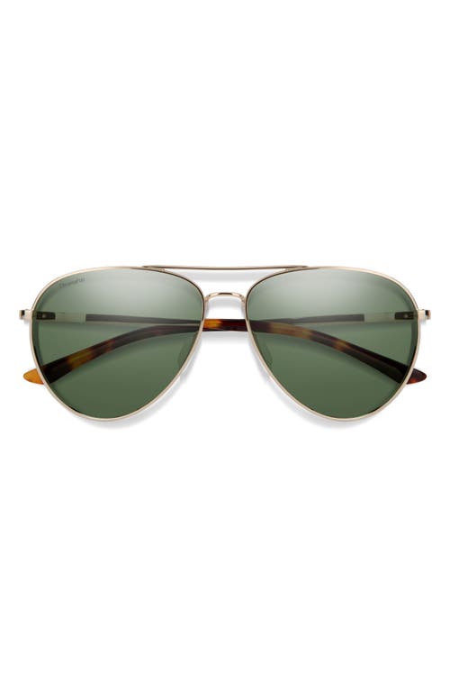 Layback 60mm ChromaPop Polarized Aviator Sunglasses in Gold /Gray Green