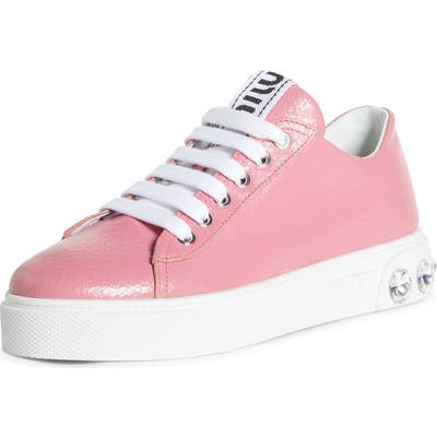 Miu Miu Crystal Detail Skate Sneaker, Pink